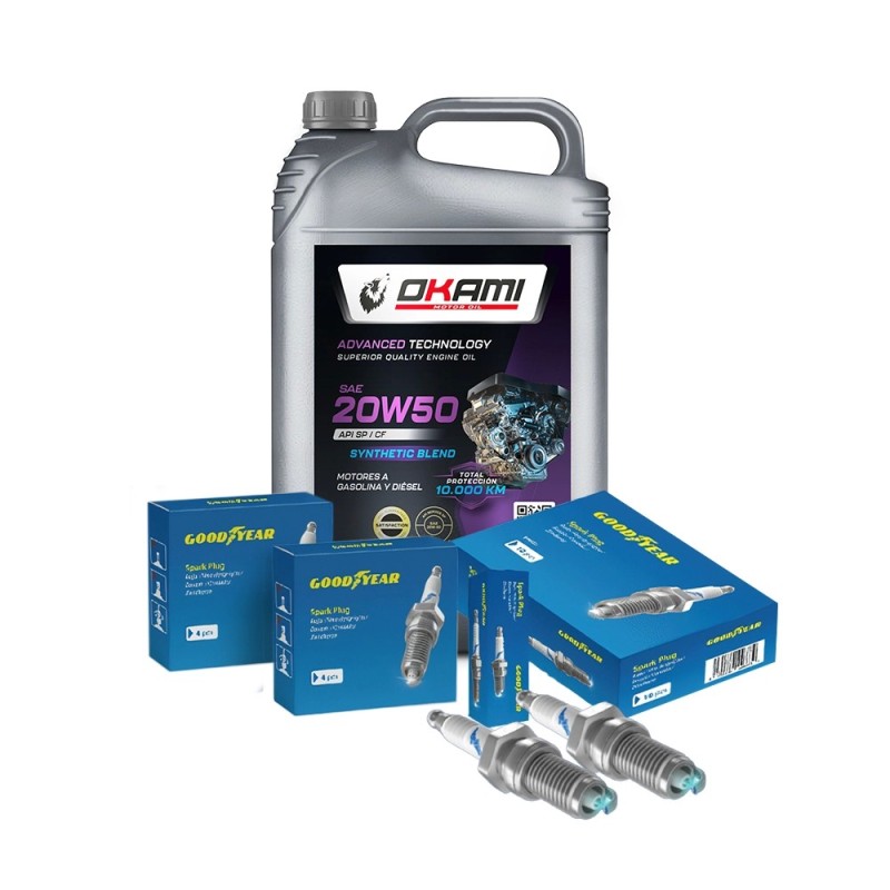 KIT ECOMMERCE 20 BUJIAS GOODYEAR AVEO 6GL 20W50 SEMI-SINTETI